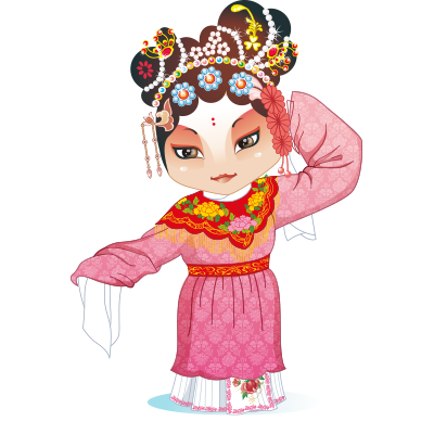卡通京剧戏剧人物脸谱插画PNG图片 国潮中国风Q版戏剧人物PS素材