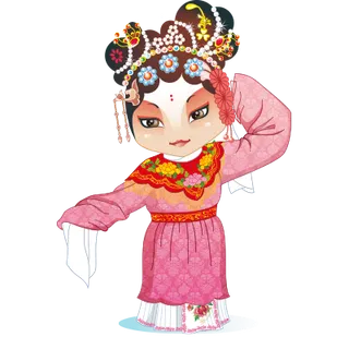 卡通京剧戏剧人物脸谱插画PNG图片 国潮中国风Q版戏剧人物PS素材