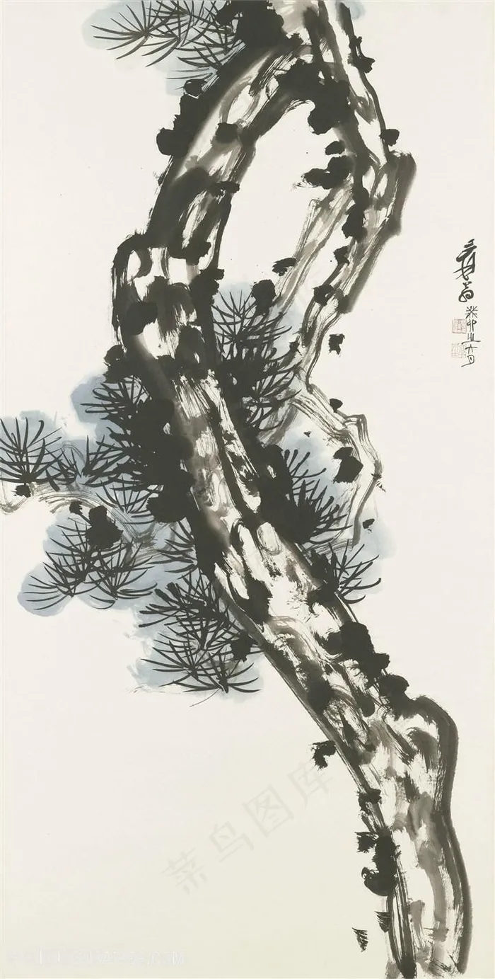 张大千树木国画图片