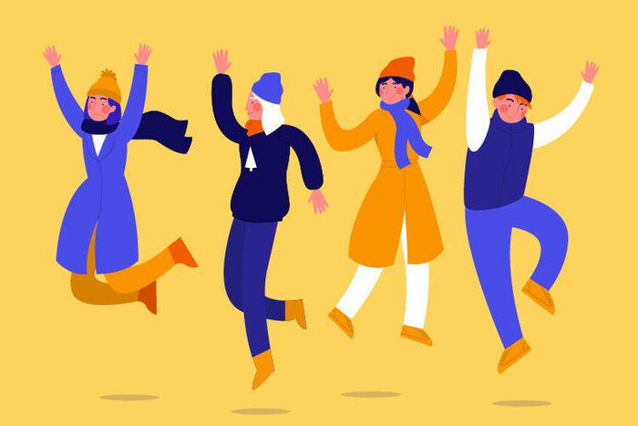 冬天服饰服装冬装穿冬装保暖冬季卡通人物男女装Ai矢量图片素材