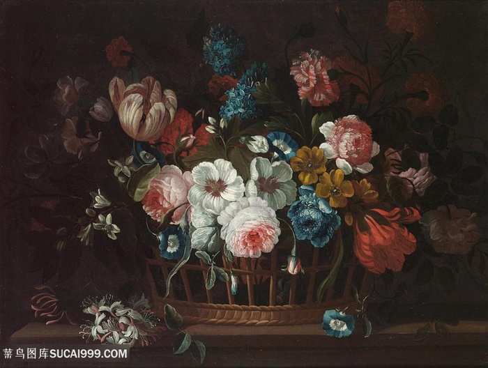 古典鲜花花卉静物油画图片