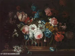 古典鲜花花卉静物油画图片