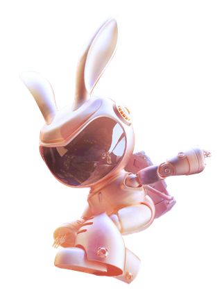 卡通立体兔子免扣png