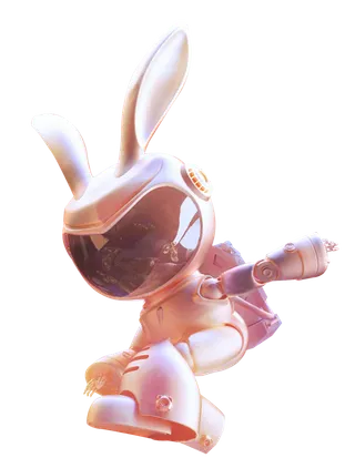 卡通立体兔子免扣png