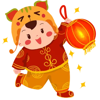 新年福娃手绘卡通人物PNG素材
