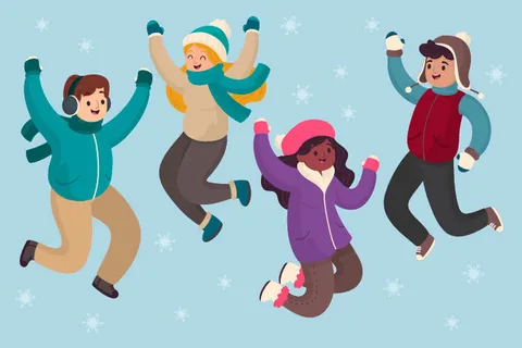 冬天服饰服装冬装穿冬装保暖冬季卡通人物男女装Ai矢量图片素材