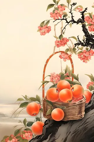 橘子国风水墨插画背景