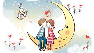 卡通漫画情侣桌面壁纸素材图