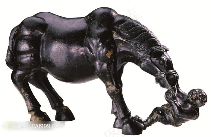 和马夫玩耍的马区工艺品高清图