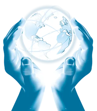 蓝色手捧地球发光