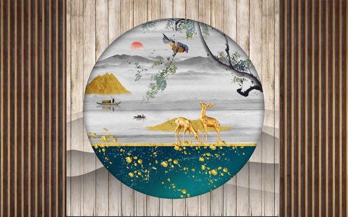 新中式背景墙 psd模版下载