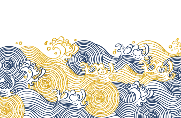 中国风鎏金浪花波浪背景免抠