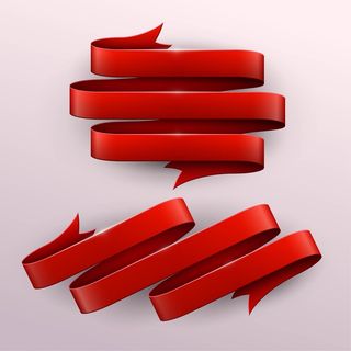 免抠彩色丝带标签