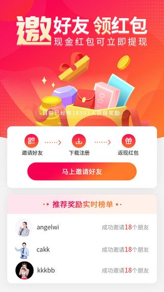 手机移动端网页小程序APP红包活动邀请界面UI模板PSD分层设计素材