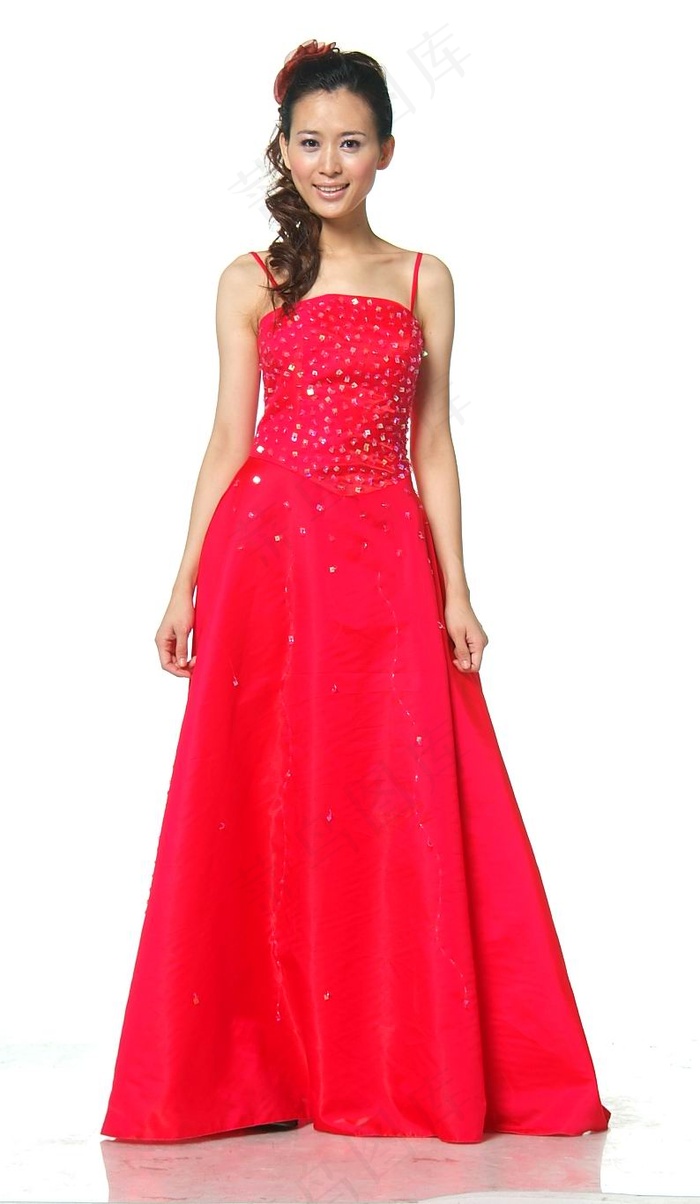 红色长款礼服