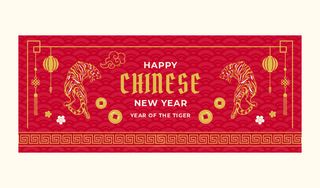 2022虎年新年春节元旦促销标签网页登录页BANNER海报AI矢量素材