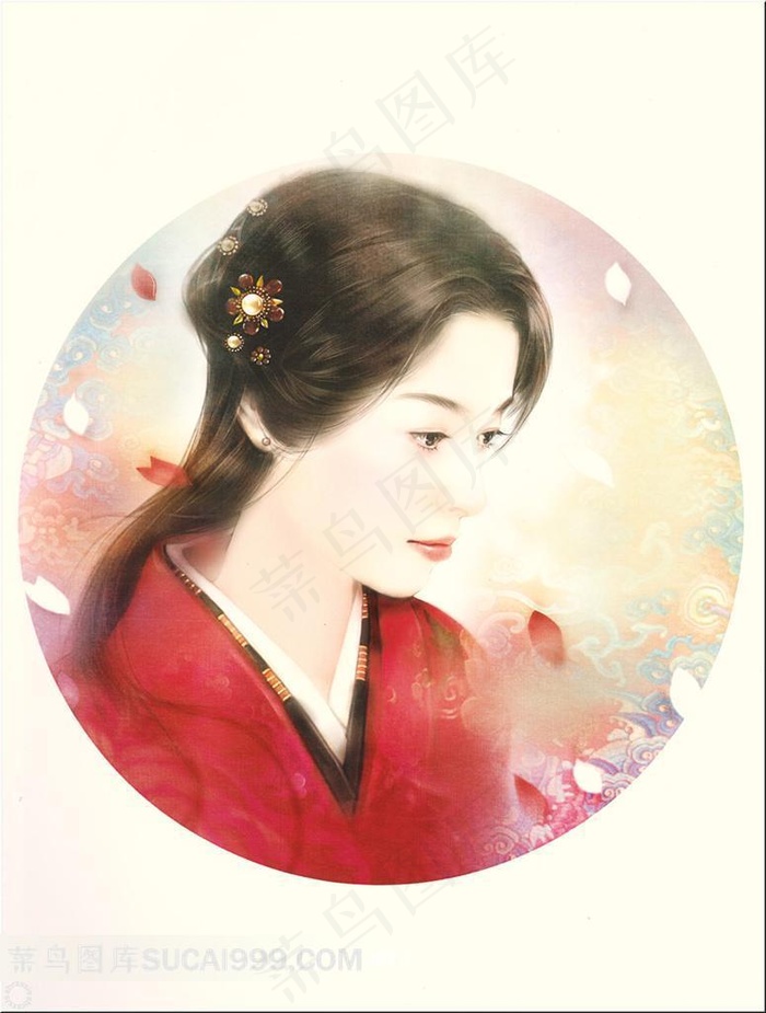 德珍手绘古典红衣美人插图