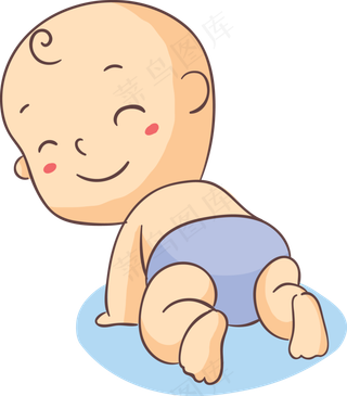 卡通微笑爬行的小宝贝