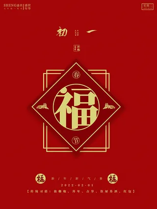 虎年新年海报展板psd模板喜庆2022福字