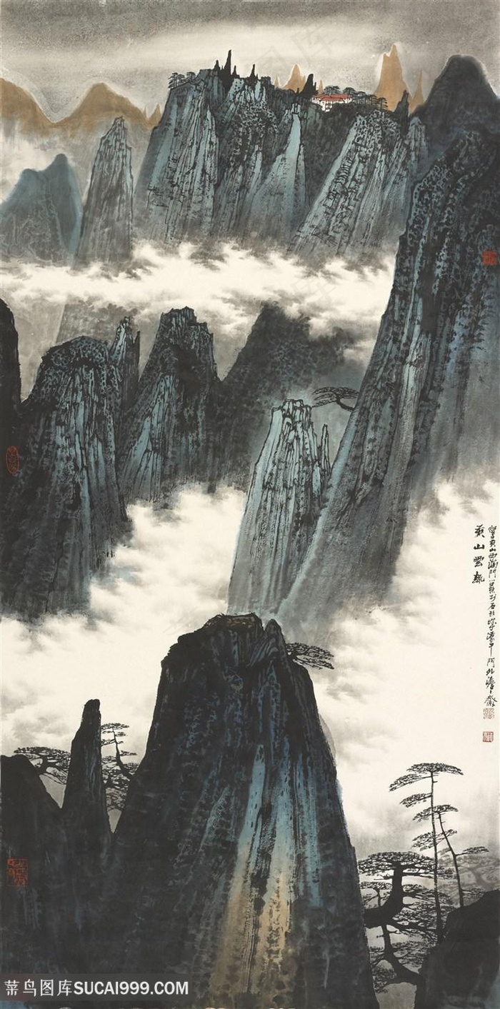 薛亮水墨画巍峨山脉唯美风景画