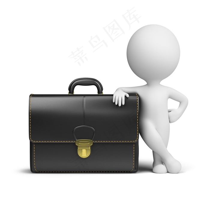 靠着皮包站立的3D小人高清图