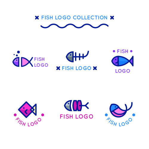 商务海洋鱼类海鲜图标LOGO标识标志标签水产图形AI矢量EPS素材图eps,ai矢量模版下载