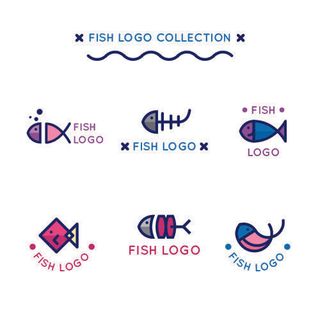 商务海洋鱼类海鲜图标LOGO标识标志标签水产图形AI矢量EPS素材图