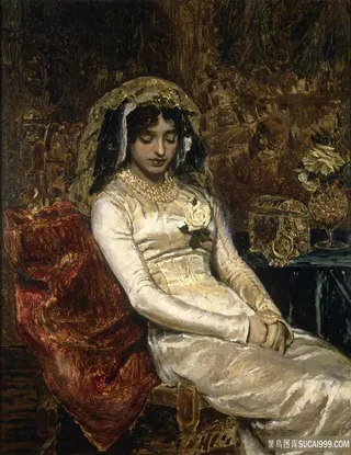 坐在椅子上的贵妇油画挂画油画图片