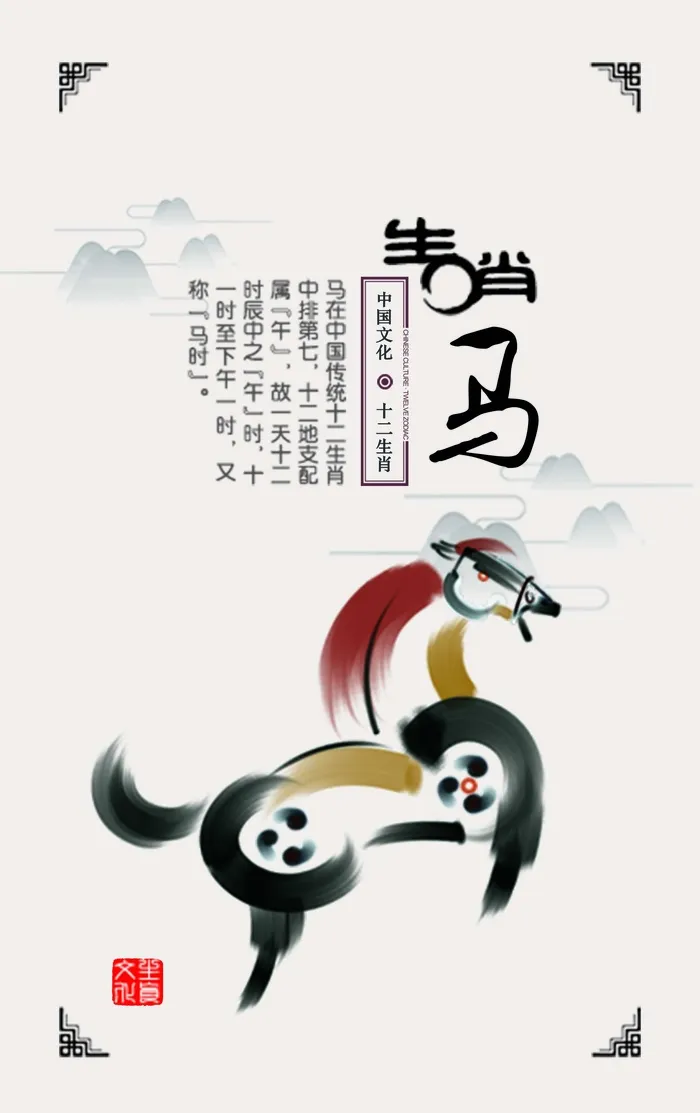 十二生肖午马psd模版下载