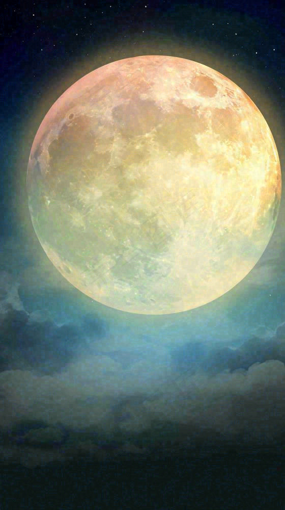 中秋节简约创意圆月月亮温馨天空，黑夜夜晚(816x1456)