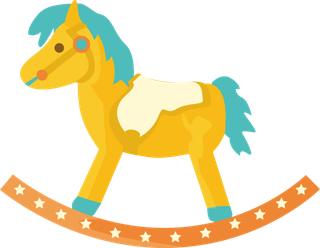 木马玩具剪贴画儿童节幼儿园卡通插画