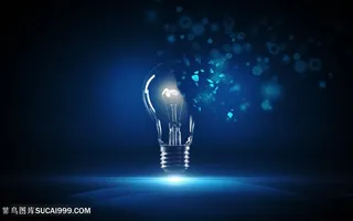 破碎的灯泡蓝色背景创意图片