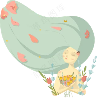 卡通插画少女免抠图片