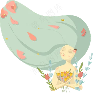 卡通插画少女免抠图片 卡通插画少女免抠图片
