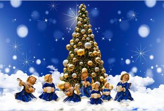 圣诞节雪花风景装饰背景墙