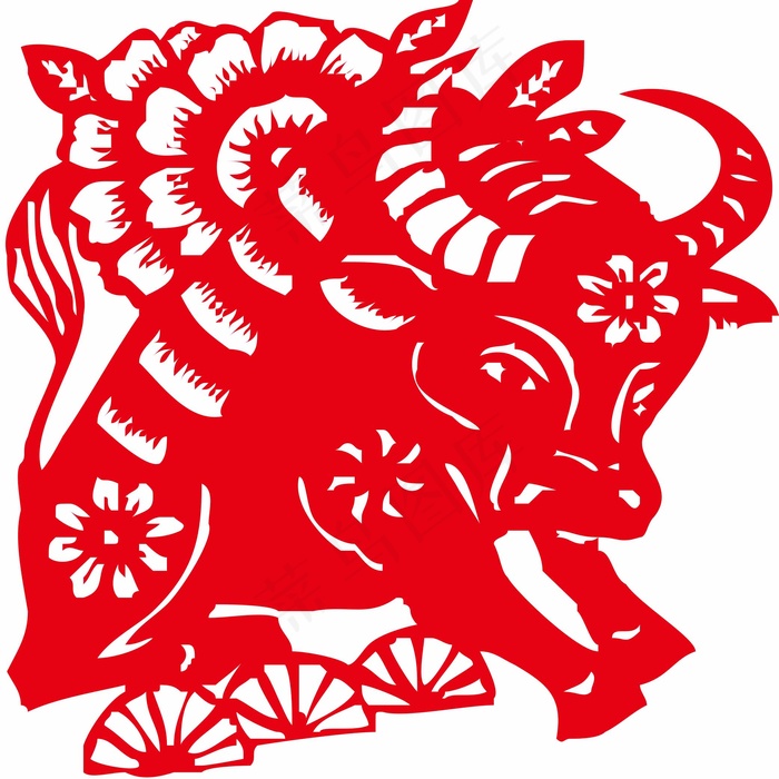 牛剪纸 剪纸风元素
