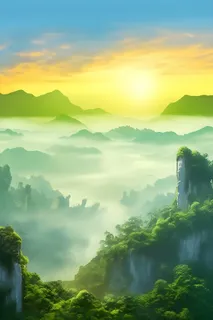 山脉树林光照意境背景