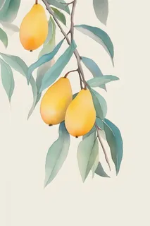 芒果水彩国风背景