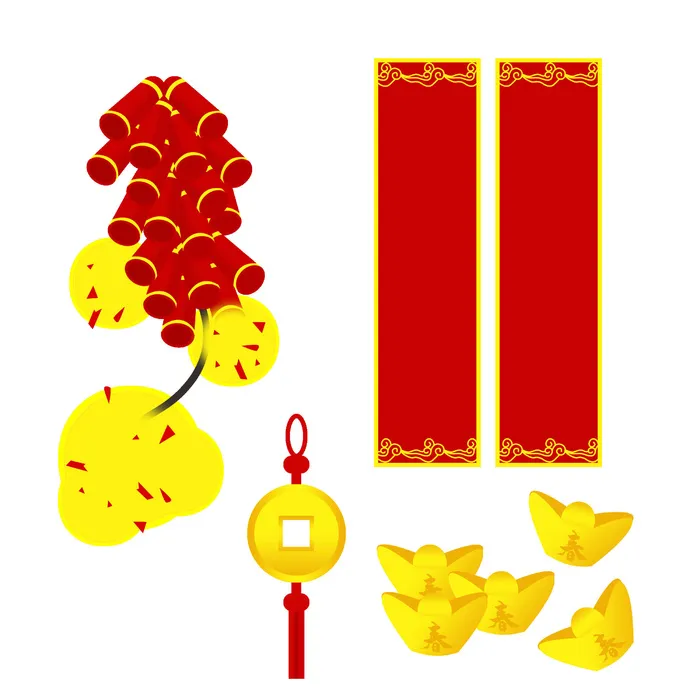 焰火对联灯笼装饰新年psd模版下载