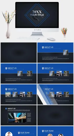 灰色简洁硬朗高冷PPT模板预览图