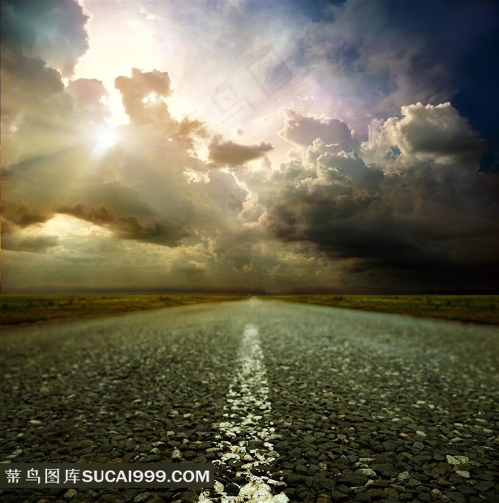 云彩与公路高清摄影图片