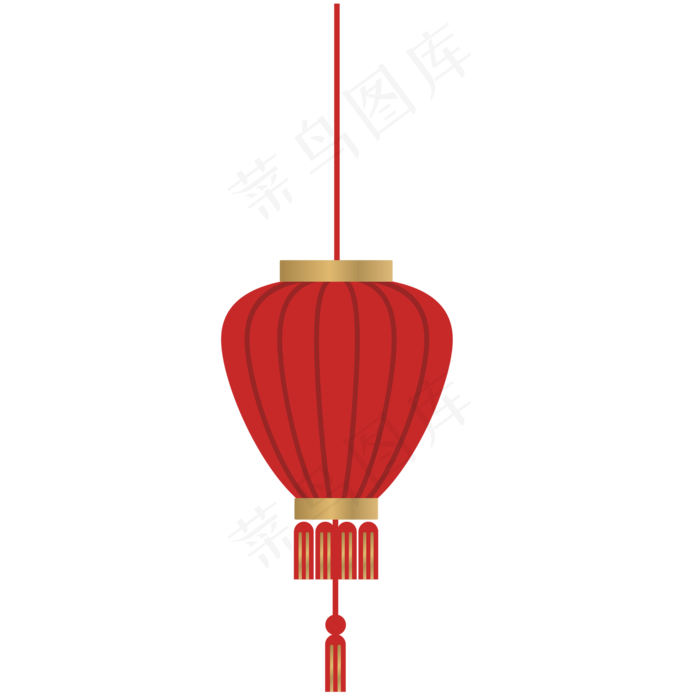 中国风 手绘 卡通元素 传统 复古红 灯笼装饰 PNG 免抠 