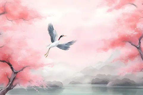 国风淡雅山云背景