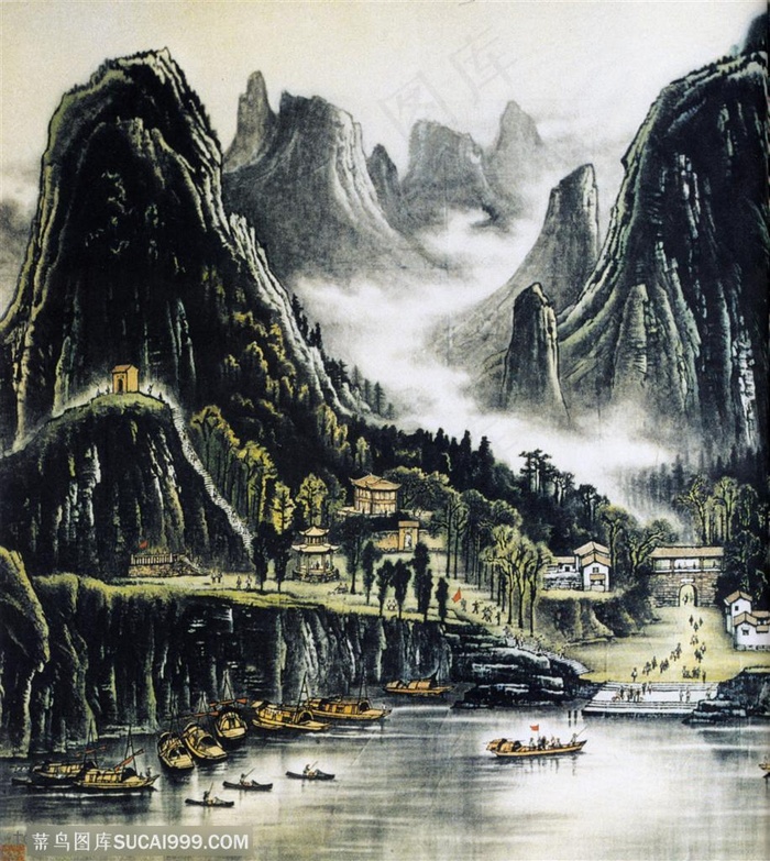 国画名家作品-李可染的阳朔胜境图