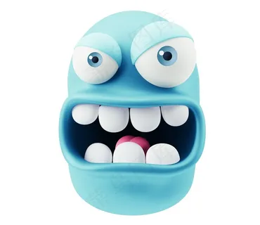 蓝色3d立体凶恶卡通表情高清图