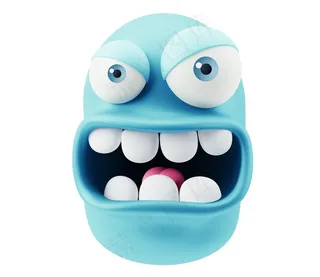 蓝色3d立体凶恶卡通表情高清图