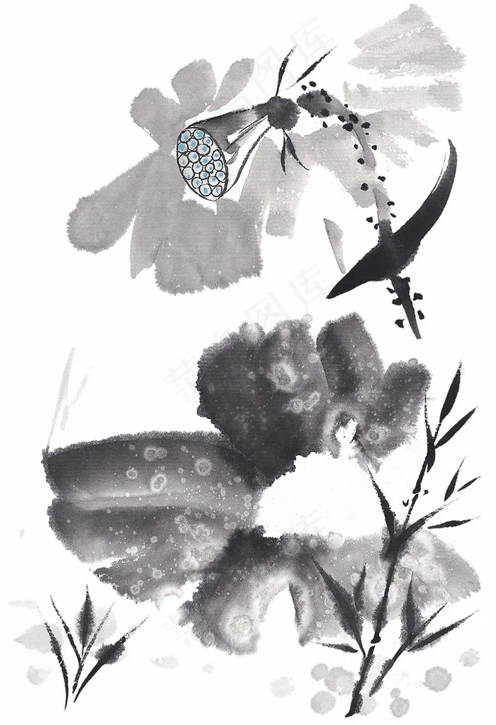 国画艺术水墨荷花图片