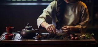 泡茶实物场景摄影背景