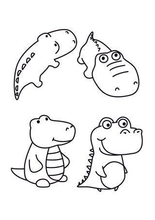 手绘简笔小鳄鱼