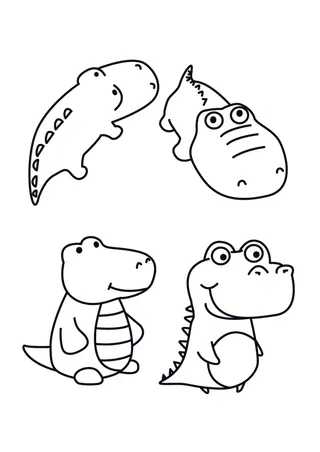 手绘简笔小鳄鱼